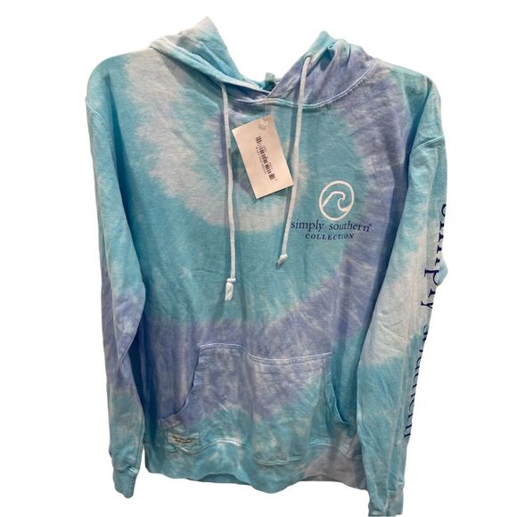 Simply Southern Collection Tops - Simply Southern Women's Tie-Dye Hoodie Blue Medium Long Sleeve Casual
